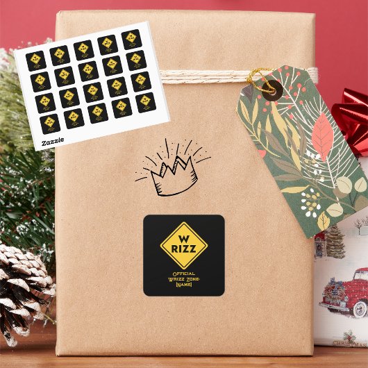 W rizz US warning sign Meme Funny Quote スクエアシール