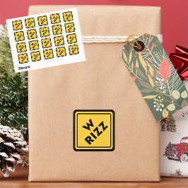 W rizz US warning sign Meme Funny Quote スクエアシール