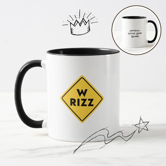 W rizz US warning sign Meme Funny Quote マグカップ