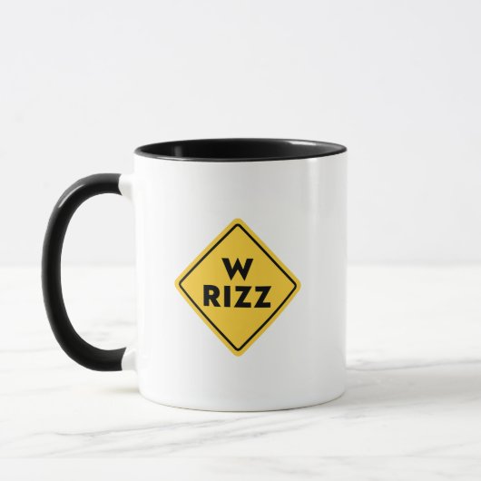 W rizz US warning sign Meme Funny Quote マグカップ (左)