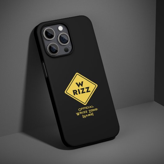 W rizz US warning sign Meme Funny Quote iPhoneケース