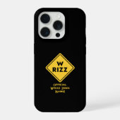 W rizz US warning sign Meme Funny Quote iPhoneケース (裏面)