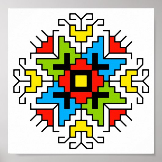WA0011 Wall Art Bulgarian motif shevitsa red ポスター (正面)