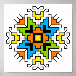 WA0012 Wall Art Bulgarian motif shevitsa orange ポスター