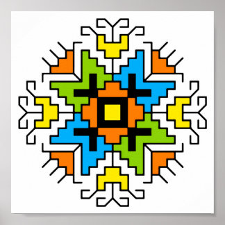 WA0012 Wall Art Bulgarian motif shevitsa orange ポスター