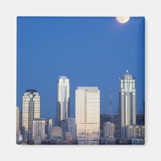 WA、シアトル、シアトル、スカイライン、エリオットベイ4 マグネット (正面)