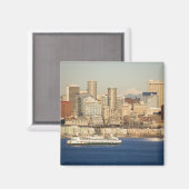 WA、シアトル、シアトル、スカイライン、エリオットベイ マグネット (正面/裏面)