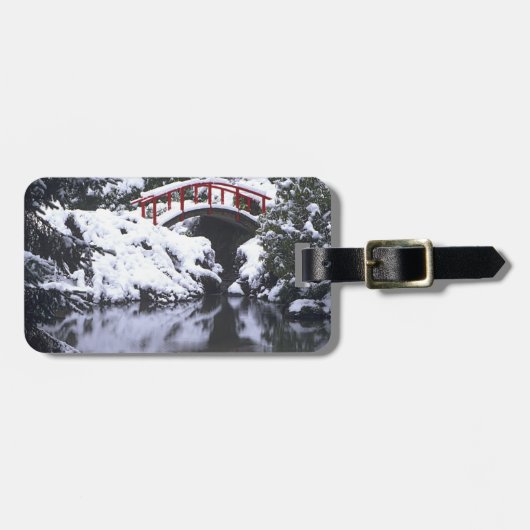 WA、シアトル、月の橋と池、冬の2日後 ラゲッジタグ (正面横)