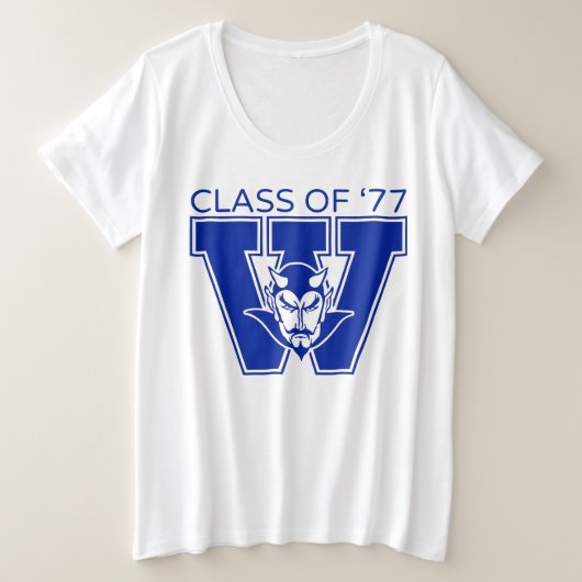Wa-Hi 1977年卒女子プラスサイズTシャツ プラスサイズTシャツ (デザイン正面)