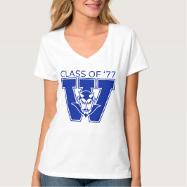 Wa-Hi 1977年卒女性VネックTシャツ Tシャツ