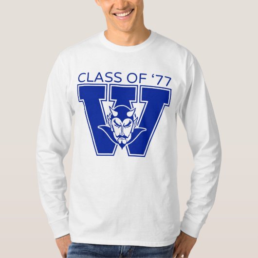Wa-Hi 1977年卒 白色長袖Tシャツ Tシャツ (正面)
