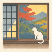 Wa – Quiet Window with White Cat シール (正面)