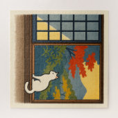 Wa – Quiet Window with White Cat ジグソーパズル (横)