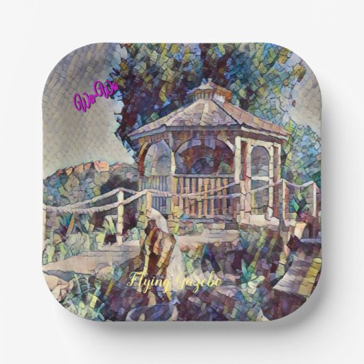 Wa-Wo Wave NFTコレクション飛んでいるガゼボ12 ペーパープレート (正面)