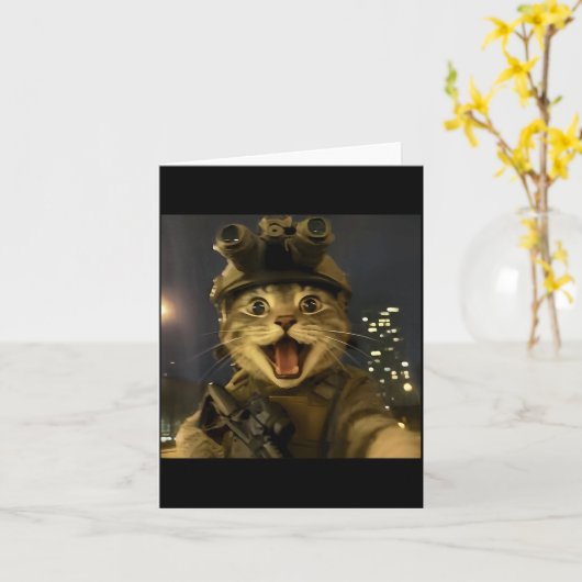 Waactical Cat Meme カード (黄色い花)