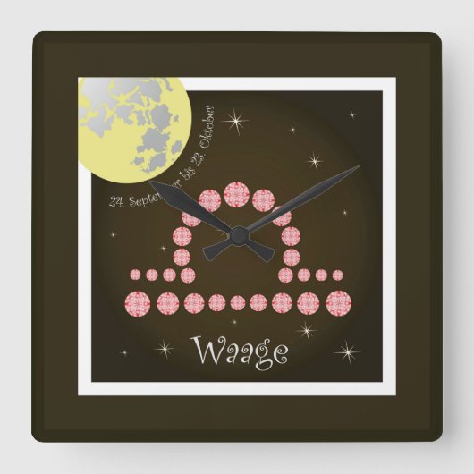 Waage 24. September bis 23. Oktober Uhr スクエア壁時計 (正面)