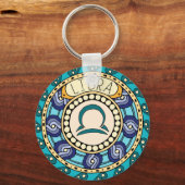 Waage Libra Sternzeichen farbenfrohes Mandala キーホルダー (正面)