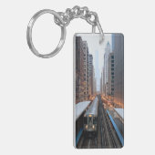 Wabash上の都心のシカゴの高い柵 キーホルダー (正面左)