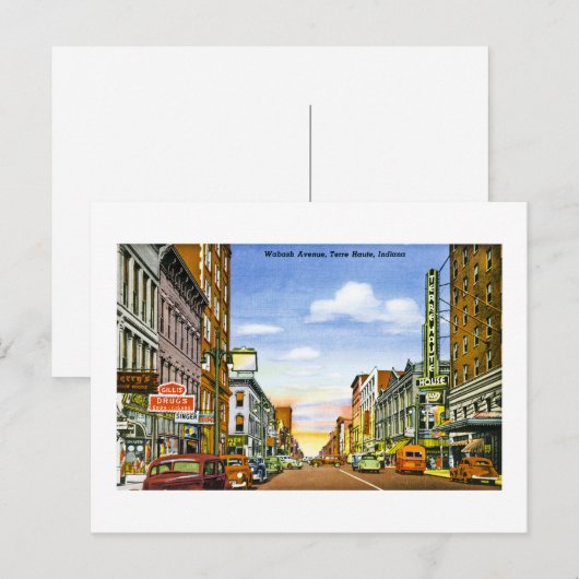 Wabash Ave., Terre Haute, Indiana ポストカード (正面/裏面)