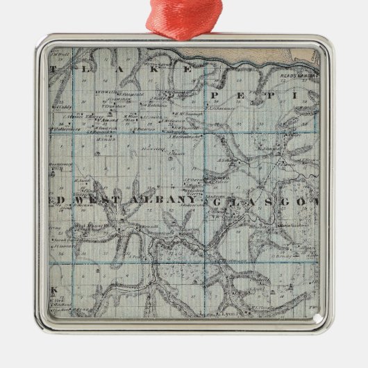 Wabasha郡、ミネソタの地図 メタルオーナメント (正面)