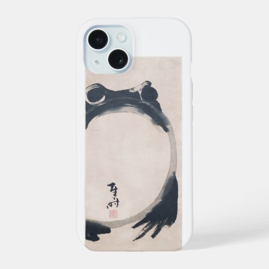 Wabi Sabi Grumpy  Frog by Hoji Japanese Sumi-e  iPhone 15ケース (裏面)