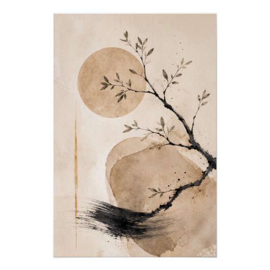 Wabi Sabi Neutral Wall Art Poster – Minimalist Zen ポスター (正面)