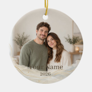 Wabi-Sabi Wave Custom Photo Ornament セラミックオーナメント