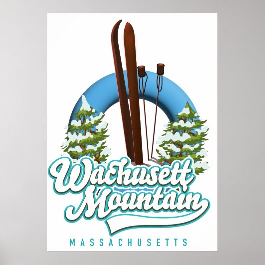 Wachusett Mountain Massachusettsスキーロゴ ポスター (正面)