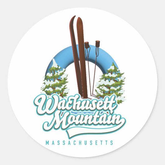 Wachusett Mountain Massachusettsスキーロゴ ラウンドシール (正面)