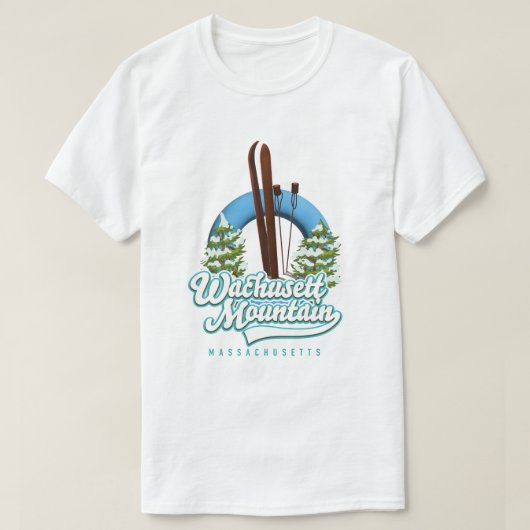 Wachusett Mountain Massachusettsスキーロゴ Tシャツ (デザイン正面)