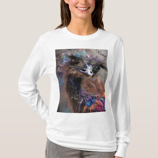 Wackadoodle Ostrich Personalized Back  Tシャツ (正面)