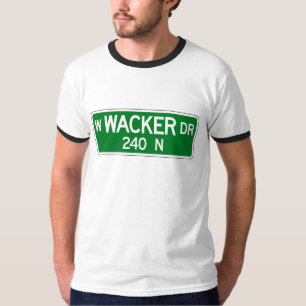 Wackerドライブ、シカゴ、ILの道路標識 Tシャツ