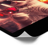 Wacky Cat Holding Wine Selfi With Fire Funny Sungl ポスター (角)