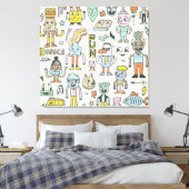 Wacky Doodles:ヴィンテージキャラクターセット キャンバスプリント (インサイチュ (寝室))