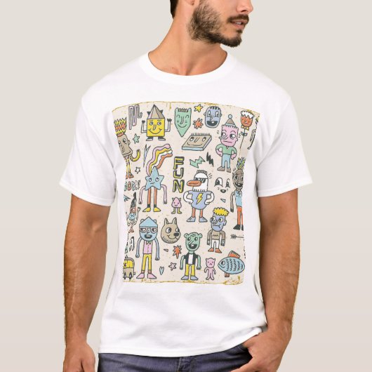 Wacky Doodles:ヴィンテージキャラクターセット Tシャツ (正面)