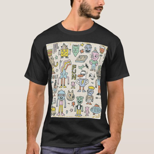 Wacky Doodles:ヴィンテージキャラクターセット Tシャツ (正面)
