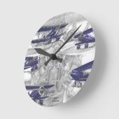 Wacoの複葉機 ラウンド壁時計 (傾斜)