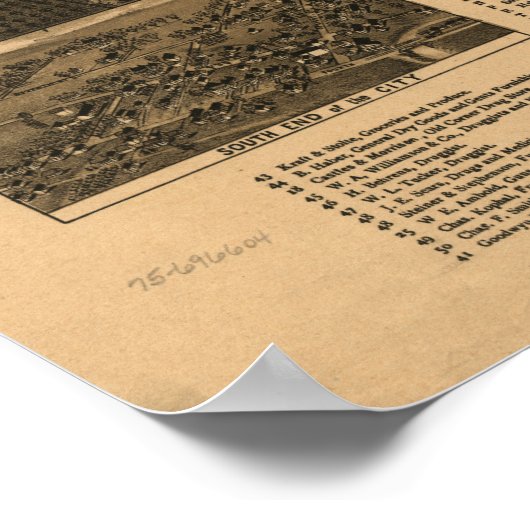 Waco Texas 1886 Antique Panoramic Map ポスター (角)