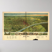 Waco Texas 1892 Antique Panoramic Map ポスター (正面)