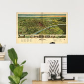 Waco Texas 1892 Antique Panoramic Map ポスター (ホームオフィス)