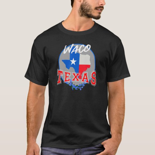 Waco Texas in Red  White  & Blue Bonnet Flower Tシャツ (正面)