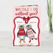 Waddle I Do Without You Penguin Couples Christmas  カード (正面)
