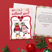 Waddle I Do Without You Penguin Couples Christmas  カード