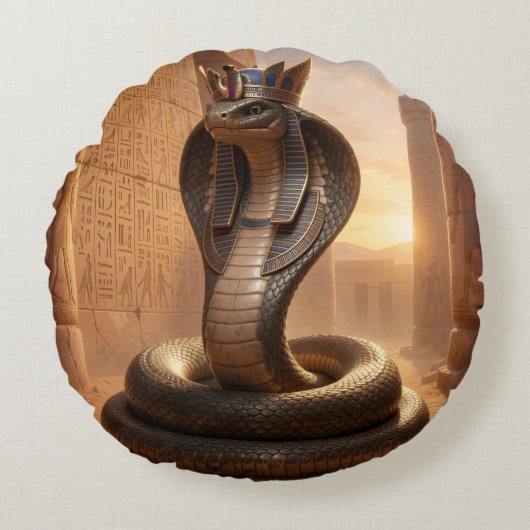 Wadjet – Egyptian Cobra Goddess´5 ラウンドクッション (正面)