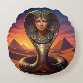 Wadjet – Egyptian Cobra Goddess´7 ラウンドクッション