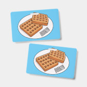 Waffle cartoon illustration  バッジ (正面＆裏面)