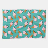 Waffle cones ice cream and frozen yogurt pattern キッチンタオル (横)
