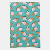 Waffle cones ice cream and frozen yogurt pattern キッチンタオル (縦)