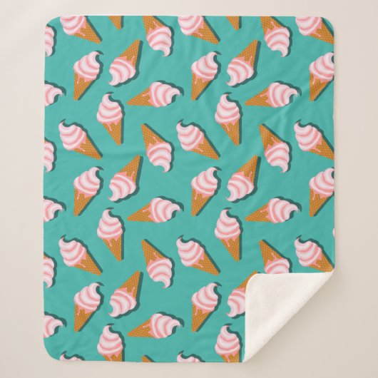 Waffle cones ice cream and frozen yogurt pattern シェルパブランケット (正面)