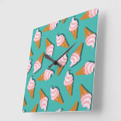 Waffle cones ice cream and frozen yogurt pattern スクエア壁時計 (傾斜)
